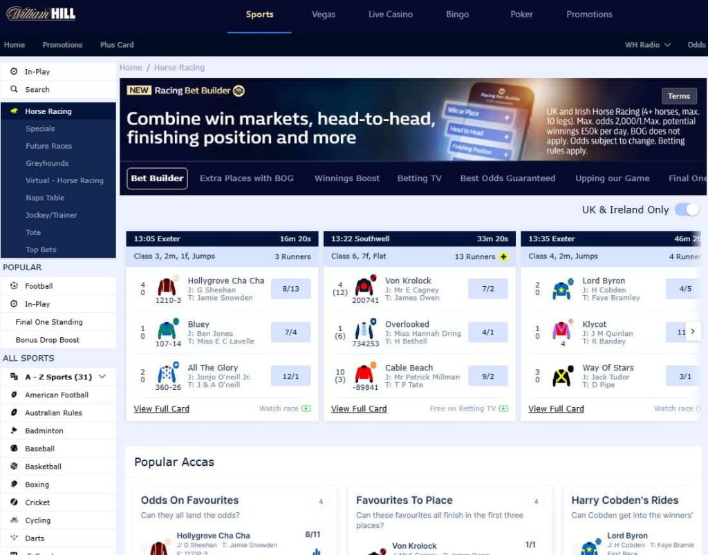 william hill horse racing betting